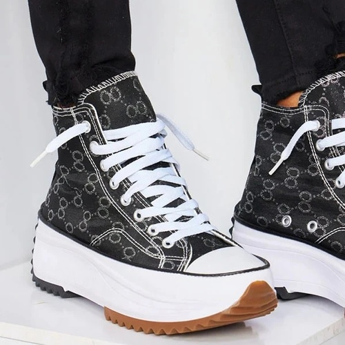 Lace Up Chunky High Top Sneakers
