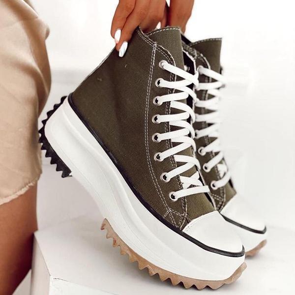 Lace-Up High Top Zebra Canvas Sneakers