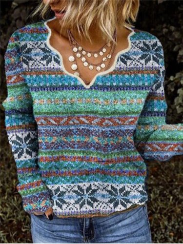 Ladies Casual Printed Sweater.
