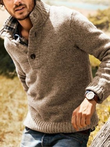 Lapel slim fit casual Pullover fashion sweater