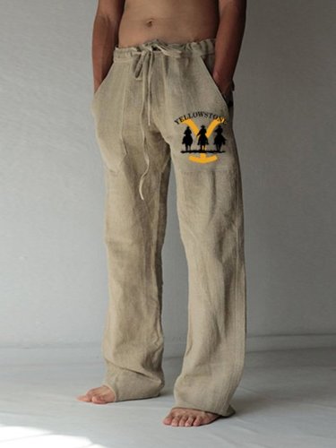 men's new drawstring elastic solid color loose casual pants
