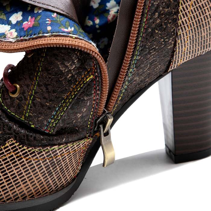 Plaid Pattern Handmade High-heel Boots