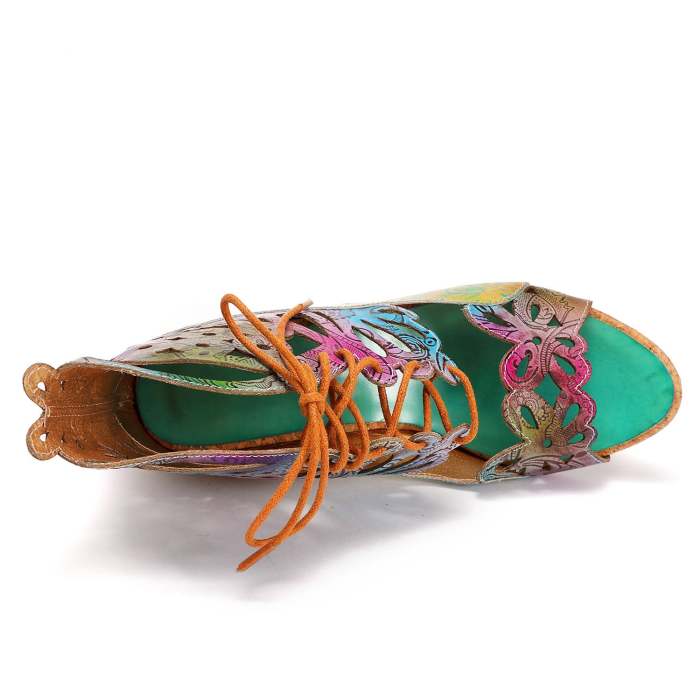Hand-Painted Leather Stitched Sandals