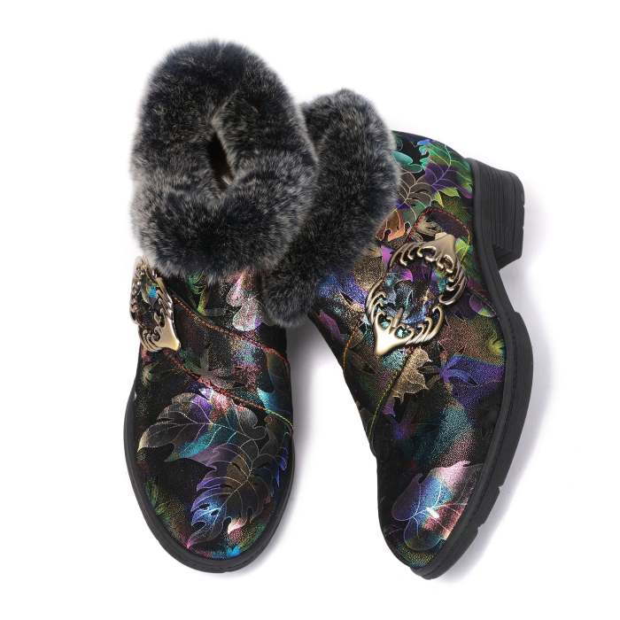 Comfortable Fur Collar Warm Flat Boots