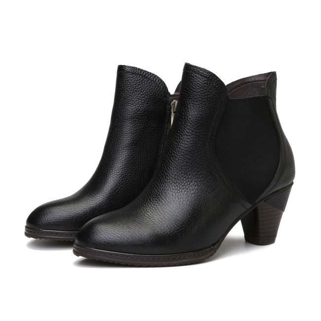 Classic Solid Color handmade Leather Ankle Boots