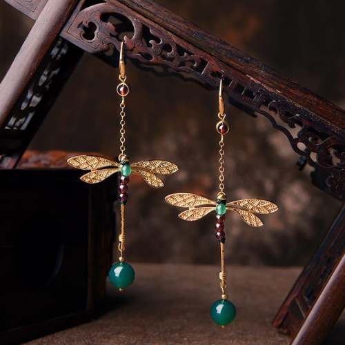 Vintage Dragonfly Agate Earrings