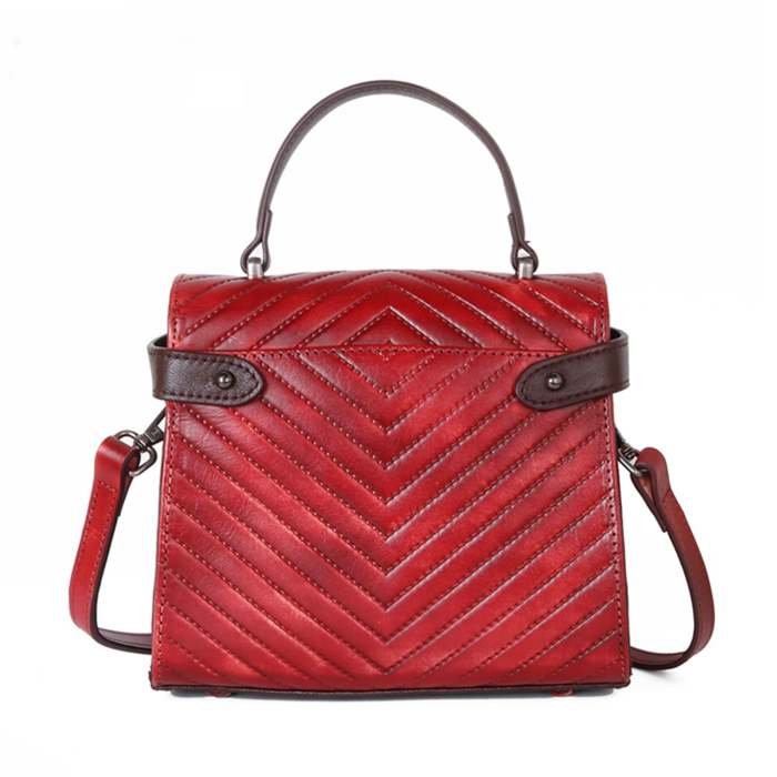Retro Casual Simple Leather Fashion Stripe Handbag