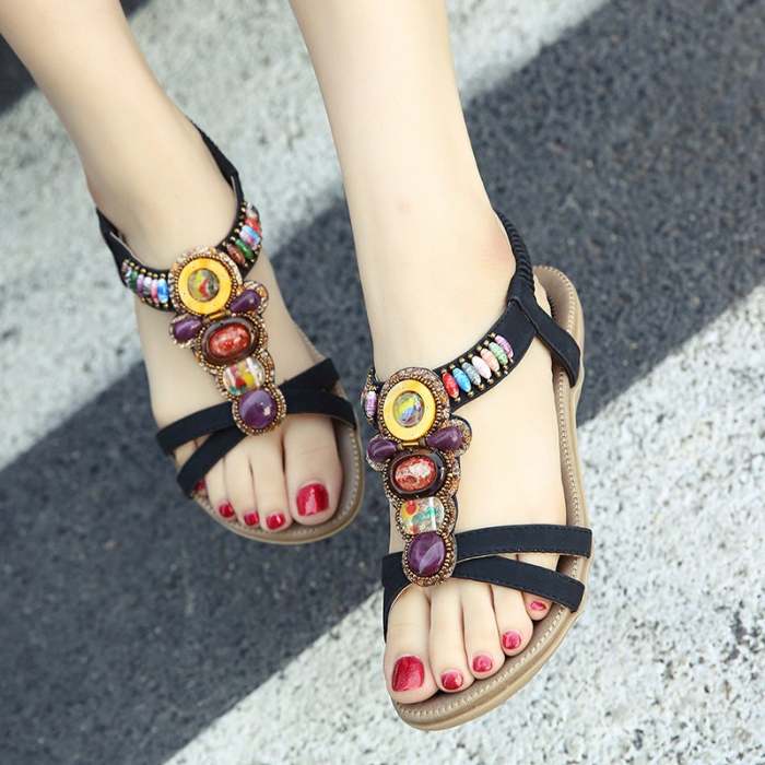 Bohemia Bead Flat Bottomed Sandals