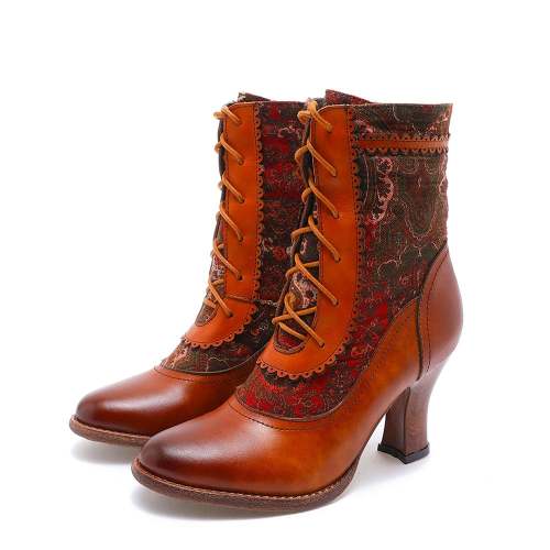 Brogues Handmade Leather High-heel Boots
