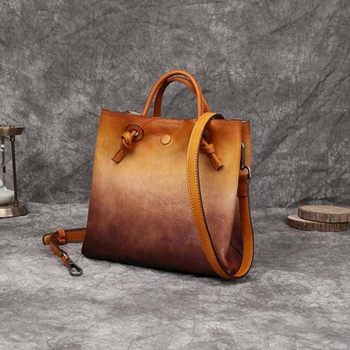 Vintage Handmade Soft Gradient Color Durable Handbag