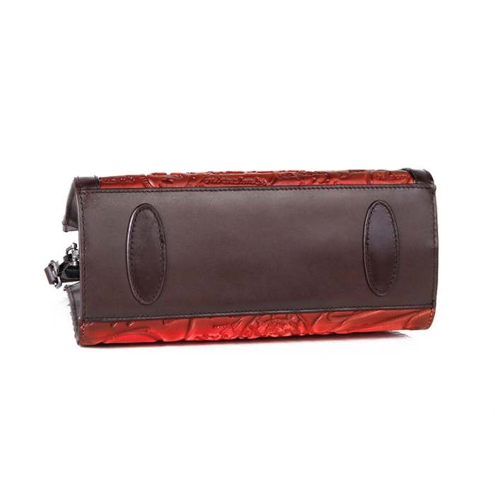 Retro Casual Simple Leather Embossed Handbag
