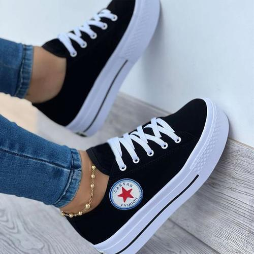 Women's Casual Daily Canvas Lace-up Sneakers