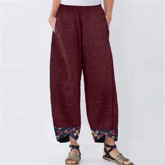 Printing Cotton Linen Loose Casual Pants
