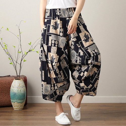Ethnic Printed Women's Cropped Trousers