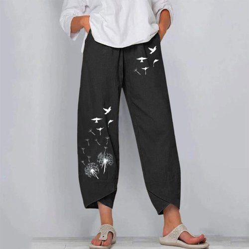 Women's Loose Print Wide Leg Pants