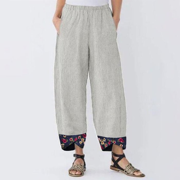 Printing Cotton Linen Loose Casual Pants