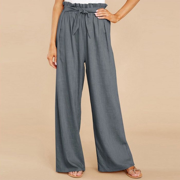 Women's Solid Color Casual Loose Cotton Linen Pants