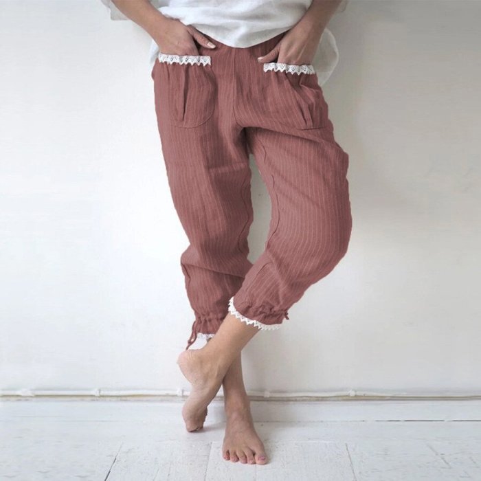 Casual Striped Linen Pant