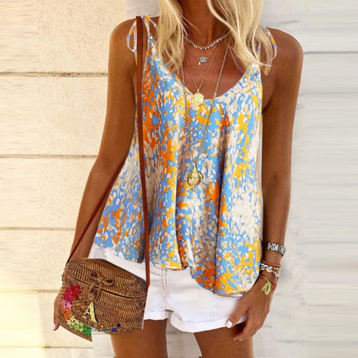 Ladies Small Floral Print Casual Tank Top