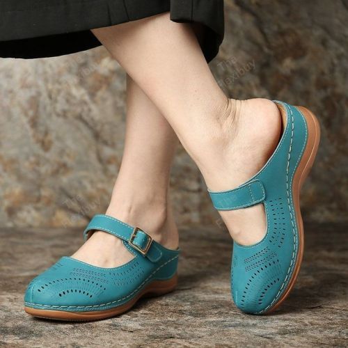 Hollow Out Open Heel Casual Wedges Sandals