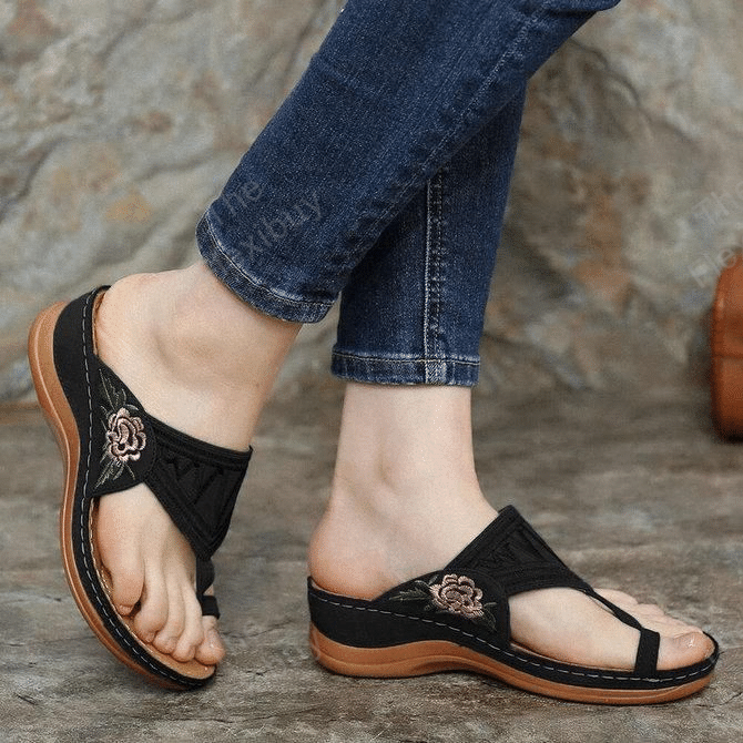 Premium Flower Embroidered Comfy Arch support Sandals