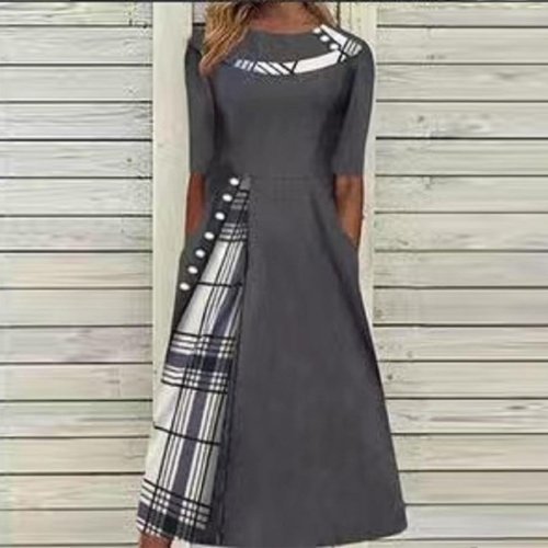 Women's Casual Plaid Print Dress