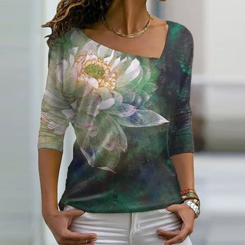 Women's Floral Print Casual T-Shirt