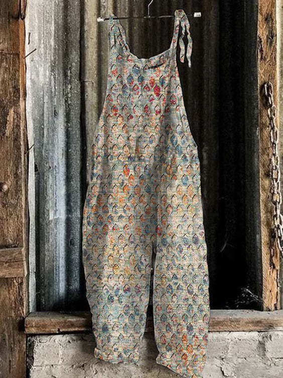 Women's Comfort Printed Linen Jumpsuit