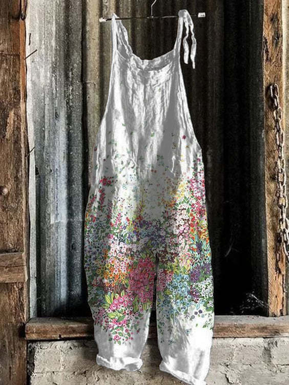 Women's Comfort Printed Linen Jumpsuit