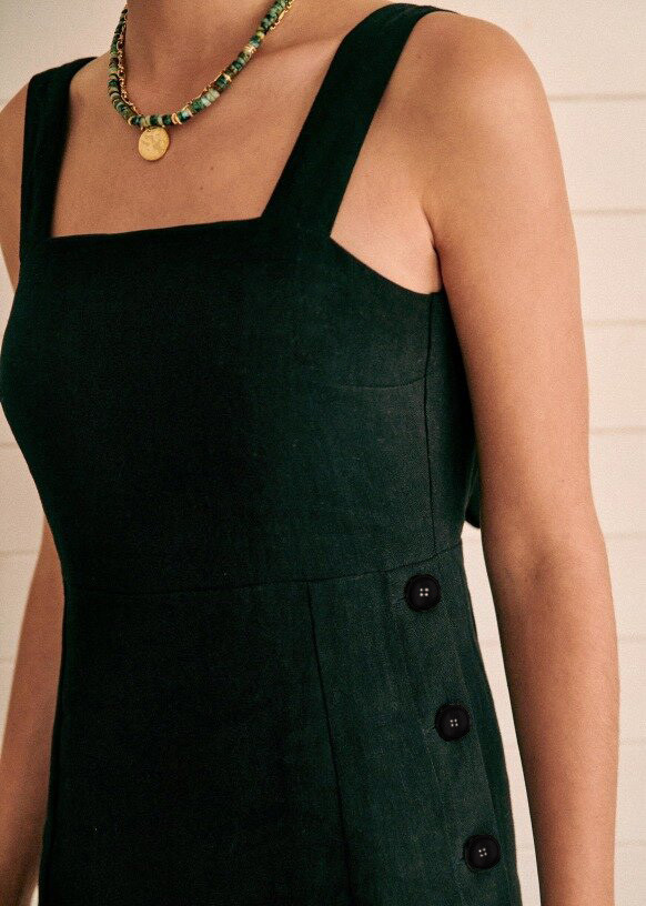Back strap side slit vest midi dress