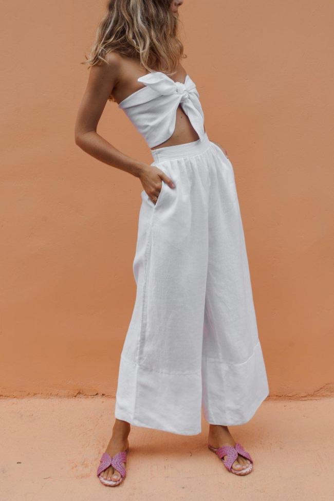 Chic Strapless with Long Pants Two-pieces Set