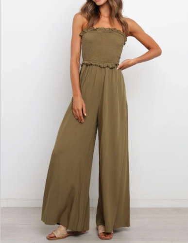 Casual Smocking Wide Leg Jumpsuit