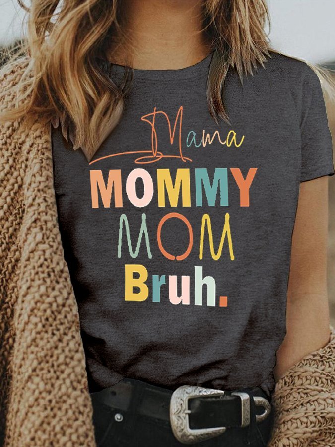 Crew Neck Lettering Mother's Day T-Shirt
