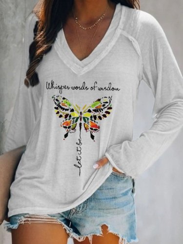 Whisper Words Of Wisdom Let It Be Butterfly Long Sleeve T-Shirt