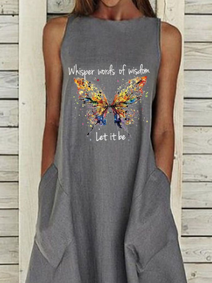 Whisper Words Of Wisdom Let It Be Butterfly Print Dress