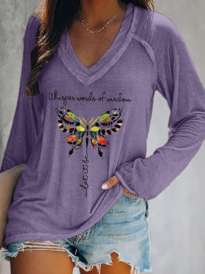 Whisper Words Of Wisdom Let It Be Butterfly Long Sleeve T-Shirt