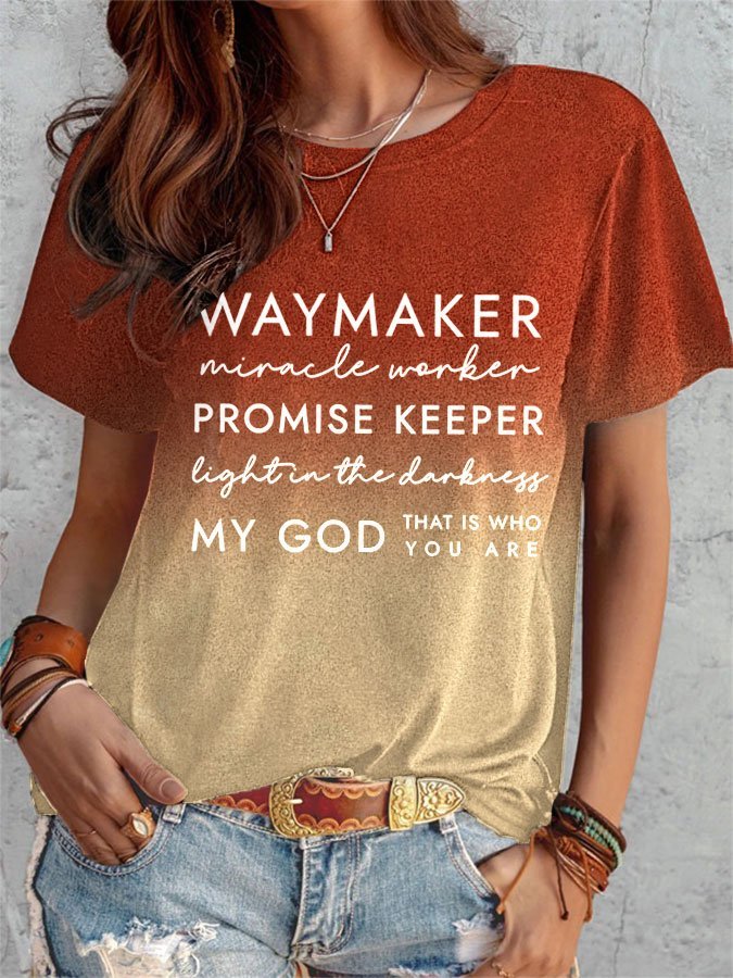 Women's Waymaker My God Print Tee Shirt