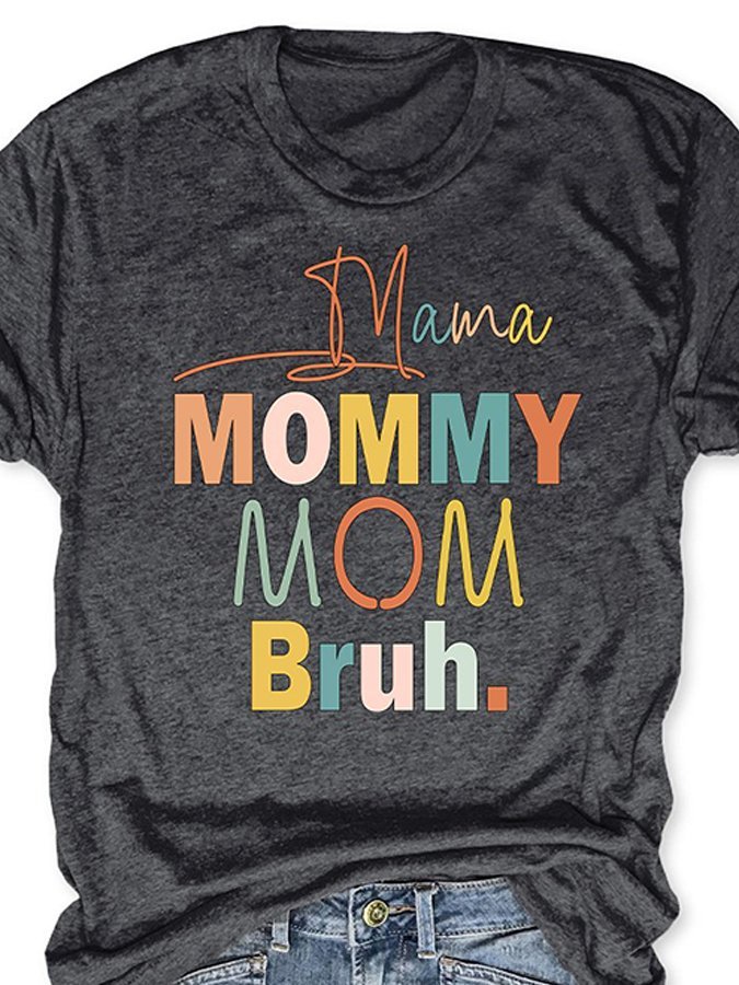 Crew Neck Lettering Mother's Day T-Shirt