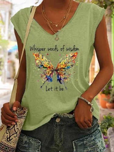 Whisper Words Of Wisdom Let It Be Butterfly Print T-Shirt