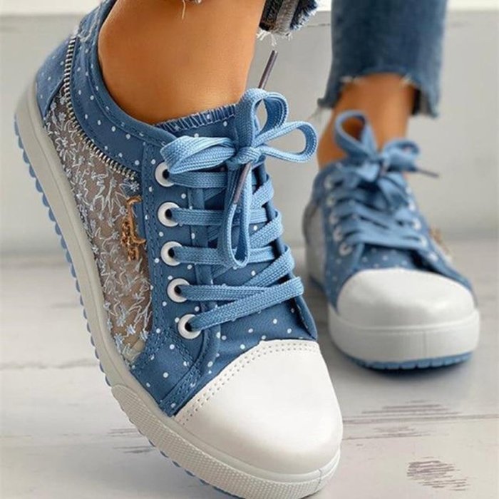 Mesh Hollow Casual Flat Canvas Shoes