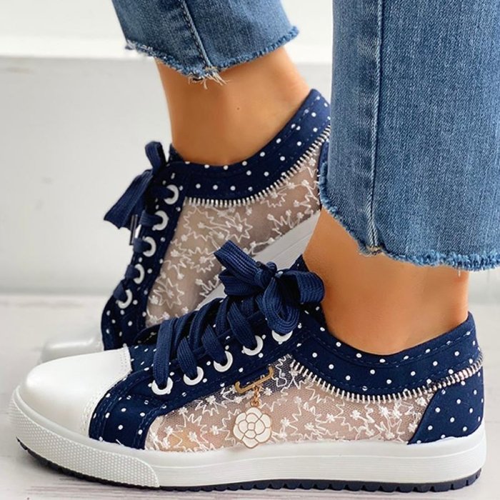 Mesh Hollow Casual Flat Canvas Shoes