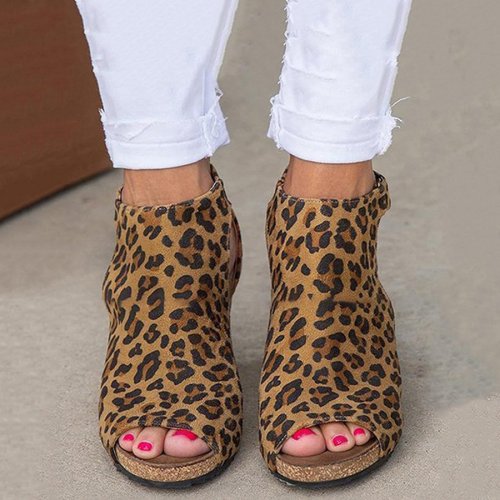 Fashion Leopard Casual Wedge Sandals For Women