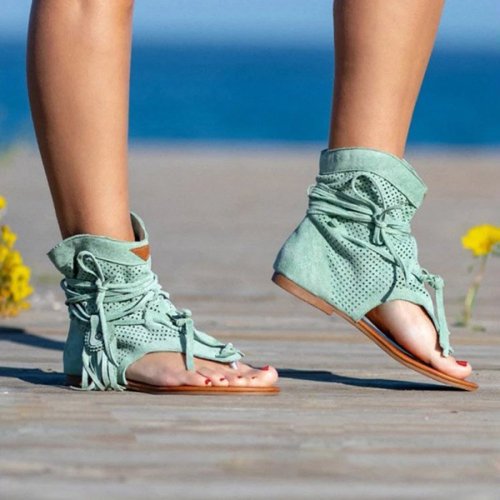 Tassel Hollow Out Clip Toe Sandals