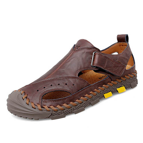 Mens Sport Sandals Breathable Closed Toe Summer Leather Loafters