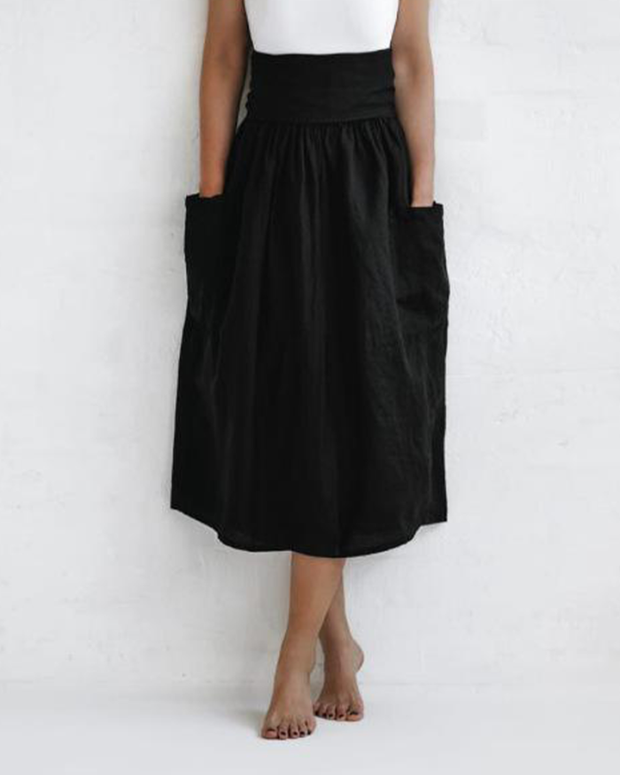 Casul Solid Black Skirt