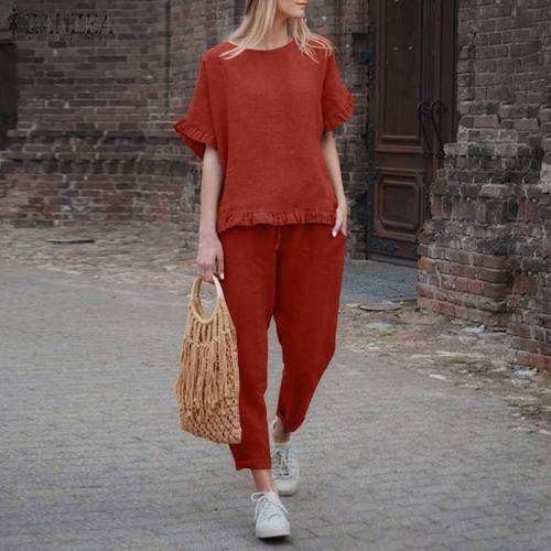 Retro Cotton and Linen Casual Long Sleeves Two Pieces Suit