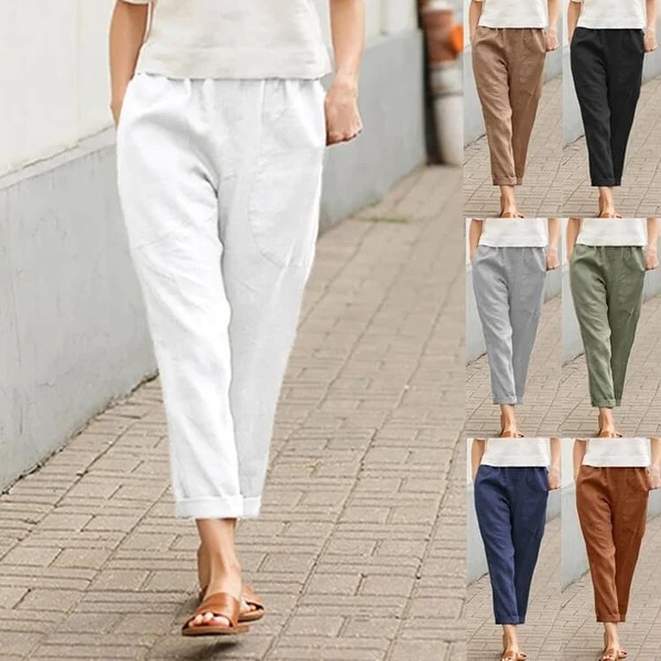 Solid Cotton Linen Pants