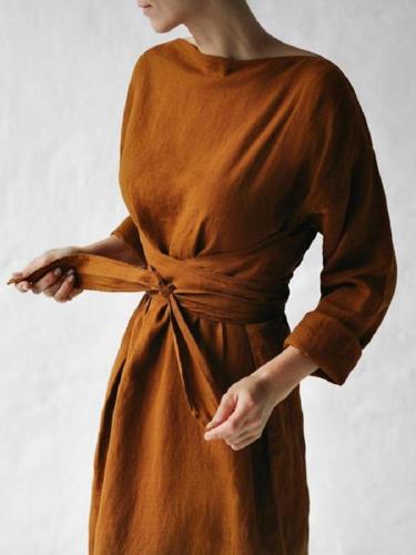 Casual One-Neck Long-Sleeved Belt Tunic