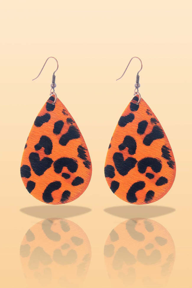 Leopard Teardrop Hook Earrings