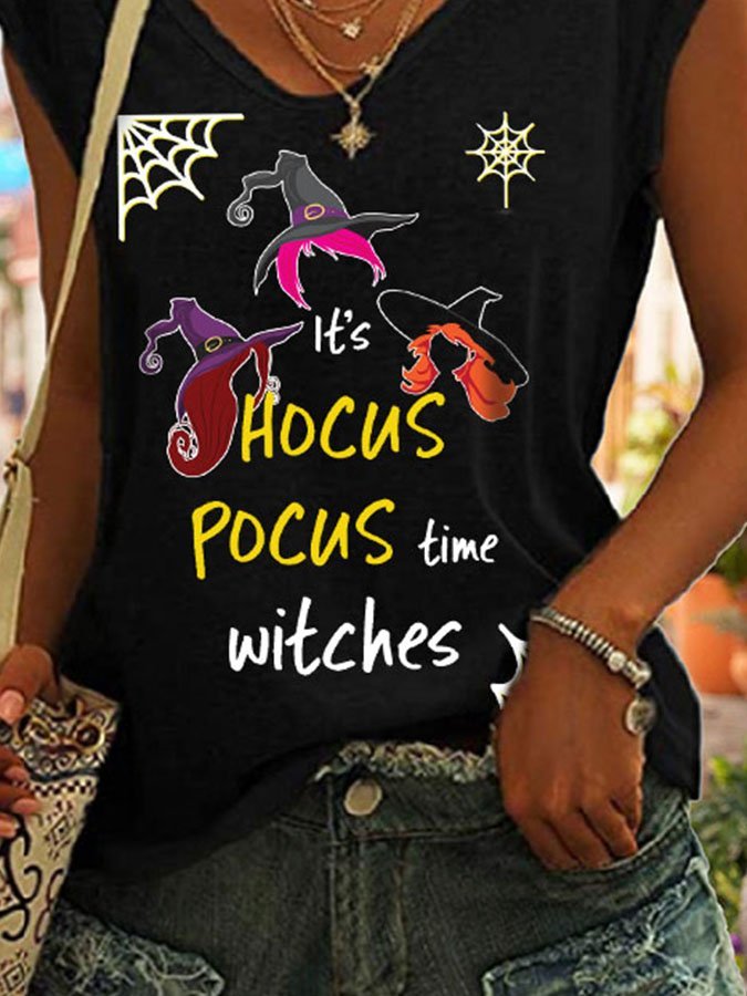Halloween Witch Time Print T-Shirt